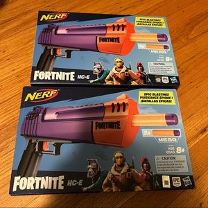 LOT OF x2 NERF E7510 FORTNITE HC-E Mega Dart Blaster Toy Gun Fun NEW IN BOX